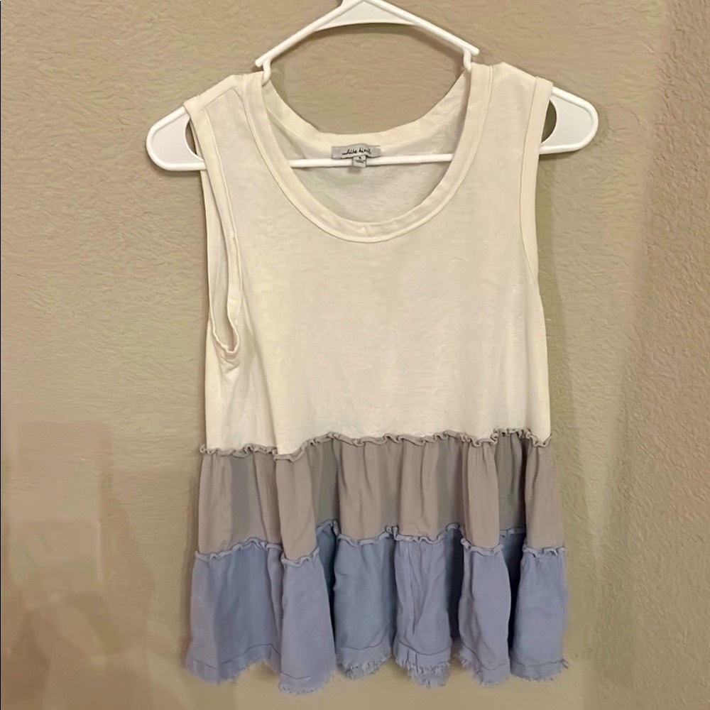 Sleeveless Block color tank top White Birch Sm
